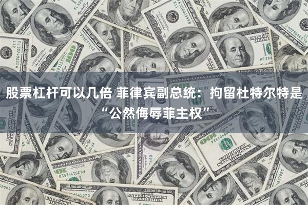 股票杠杆可以几倍 菲律宾副总统：拘留杜特尔特是“公然侮辱菲主权”