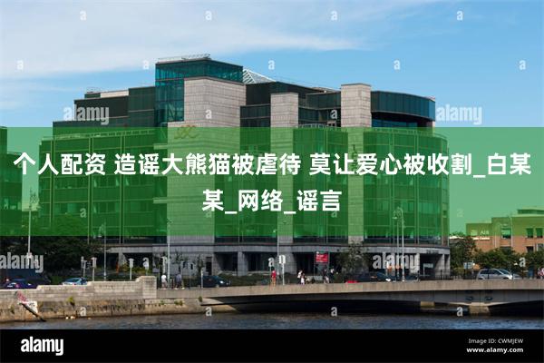 个人配资 造谣大熊猫被虐待 莫让爱心被收割_白某某_网络_谣言