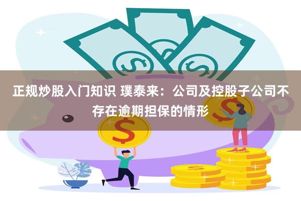 正规炒股入门知识 璞泰来：公司及控股子公司不存在逾期担保的情形
